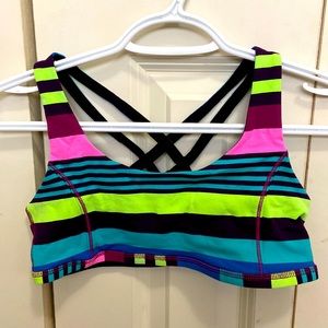Ivivva Reversible Black and Striped Sports Bra